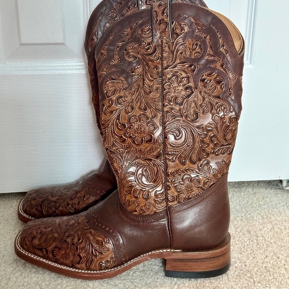Boulet- Intricate Embossed Leather Western Boots - Picture 1 of 6